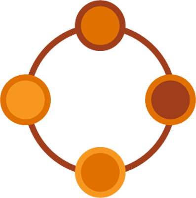 Four circles connected to each other. 
